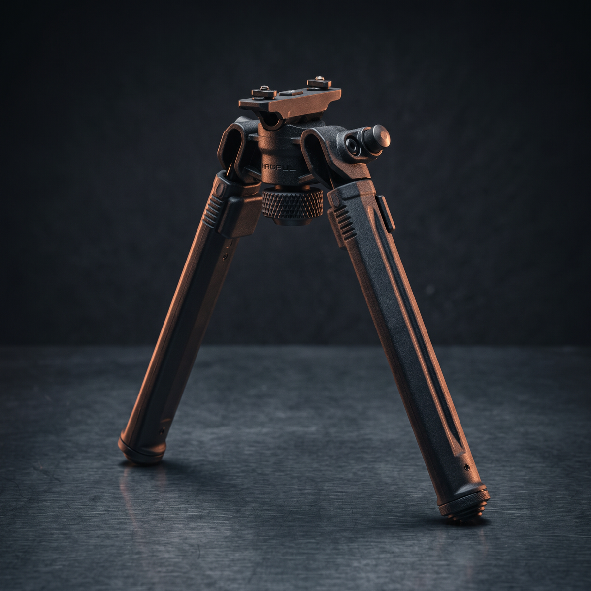 Bipods & Mounts – Magpul M-LOK bipod on a dark steel surface