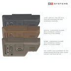 B5 Systems Collapsible Precision Stock Medium for AR-15, colour options shown stacked with feature notes