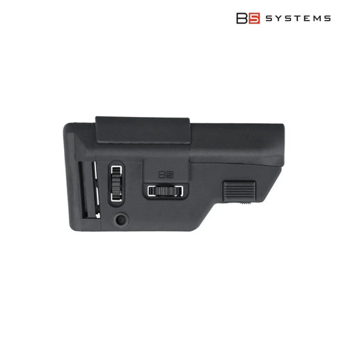 B5 Systems Collapsible Precision Stock Short for AR-15, side profile showing the adjustment controls
