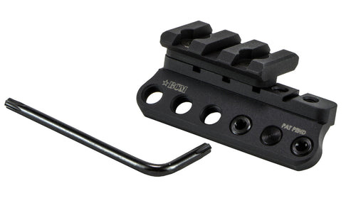BCM 1913 Light Mount Modular, aluminium KeyMod light mount, with its Allen key, angled view