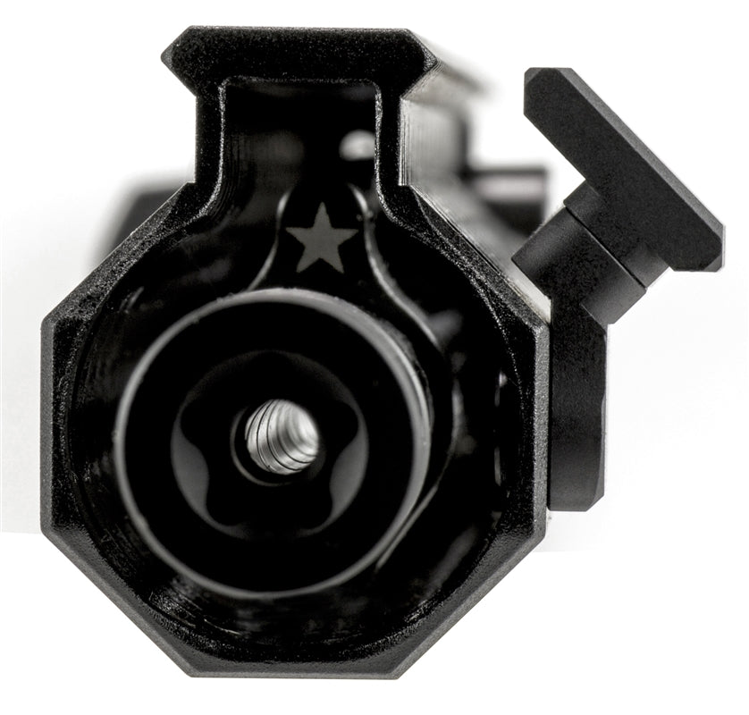 BCM 1913 Light Mount Modular, aluminium KeyMod light mount, end-on view showing the light clamp