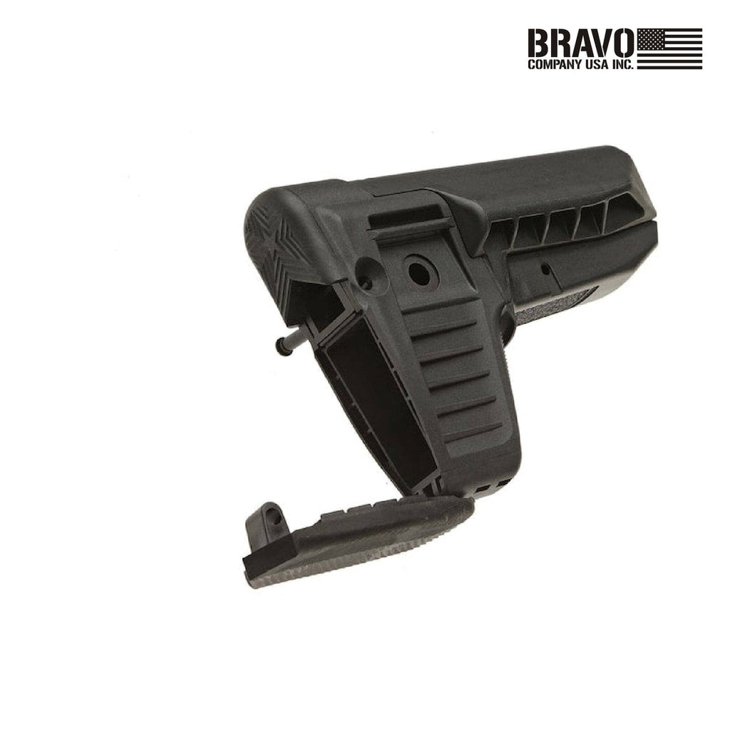 BCM Gunfighter Mod 1 SOPMOD Compartment Stock for AR-15, with the SOPMOD storage compartment open
