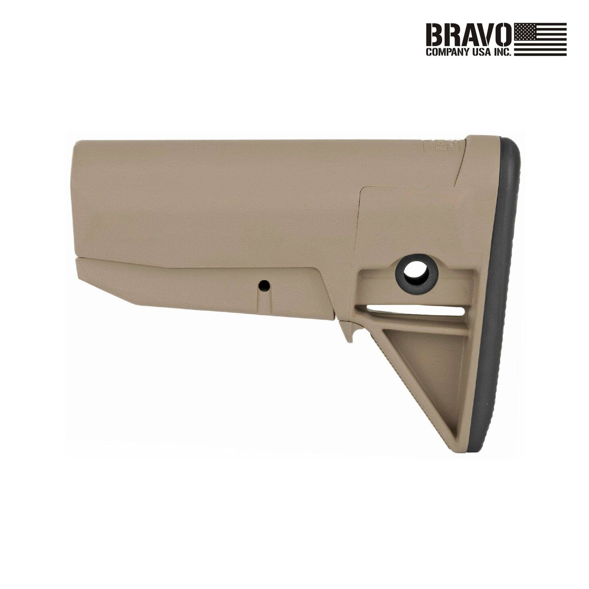 BCM Gunfighter Stock Mod 0 Mil-Spec for AR-15, in Flat Dark Earth, side profile