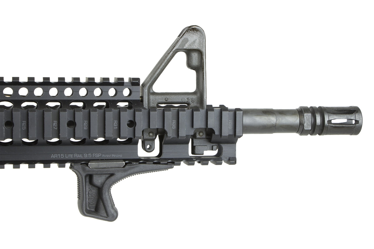 BCM KAG Kinesthetic Angled Grip for Picatinny, fitted under a carbine quad rail handguard