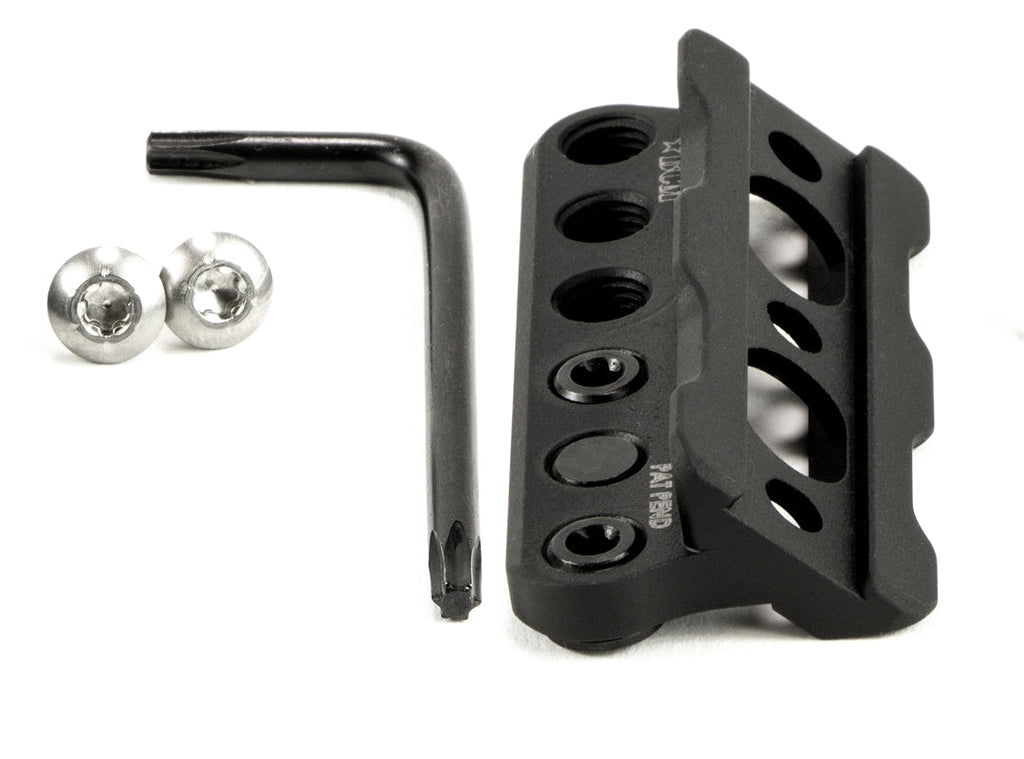 BCM modular scout light mount, aluminium KeyMod light mount, with screws and Allen key, end view