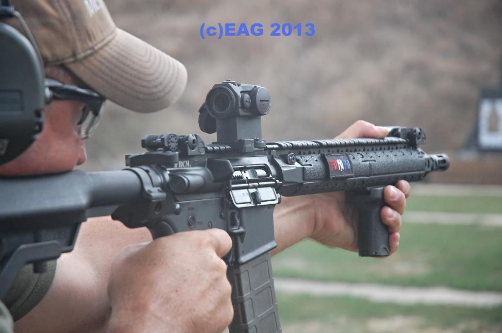 BCM Vertical Grip Short for Picatinny, in use on an AR-15 at the range