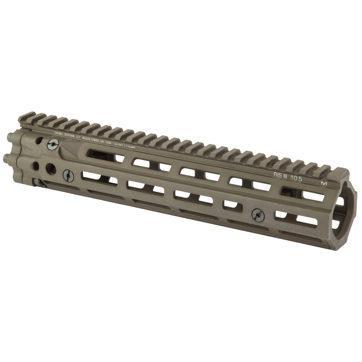 Daniel Defense RIS III M-LOK handguard, 10.5 inch in FDE, angled view, 01-004-03261-011