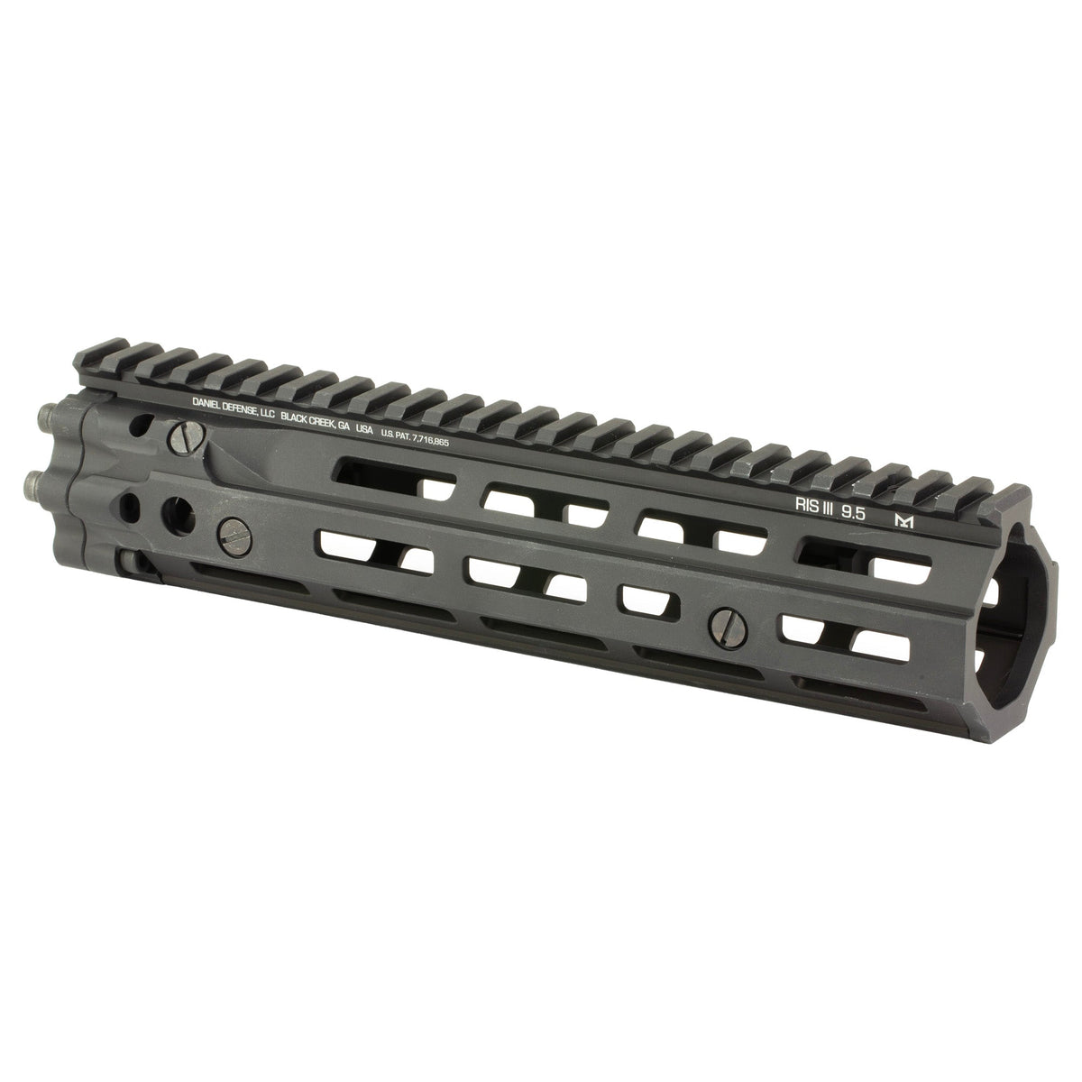 Daniel Defense RIS III M-LOK handguard, 9.5 inch in Black, angled view, 01-004-02976-006