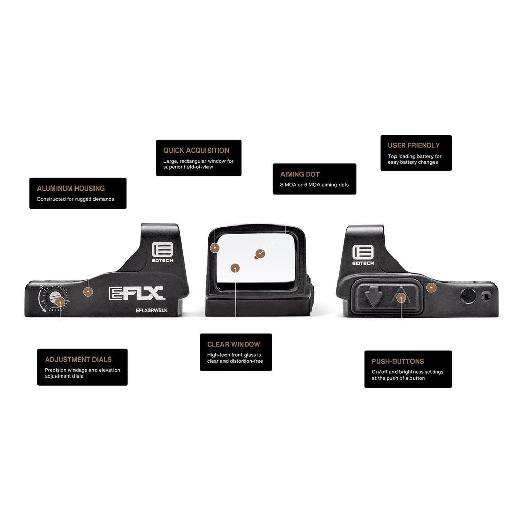 EOTech EFLX 3 MOA tan sight buttons for eight daylight settings and one night-vision setting