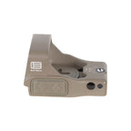 EOTech EFLX 6 MOA Tan pistol optic with the CR2032 sitting in its top-loading battery tray