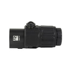 EOTech G33 3x magnifier in black showing the windage and elevation adjustment collars