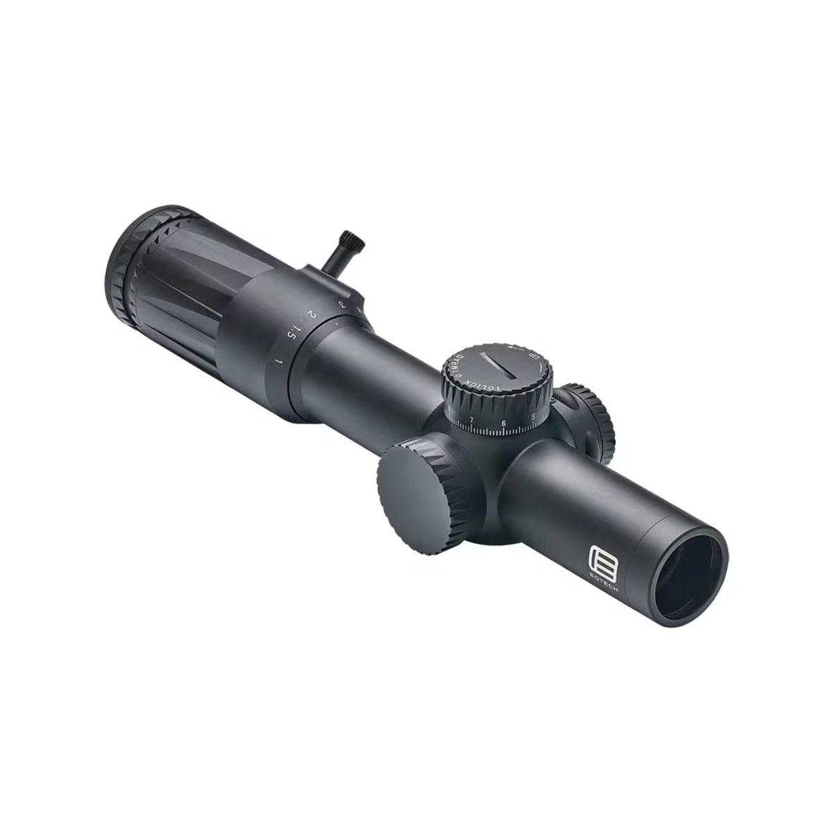 EOTech Vudu 1-10x28 in black with the illuminated LE5 MRAD reticle etched in the first focal plane