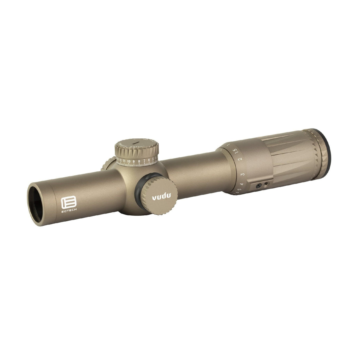 EOTech Vudu 1-10x28 LPVO in Tan with the illuminated SR5 MRAD first focal plane reticle