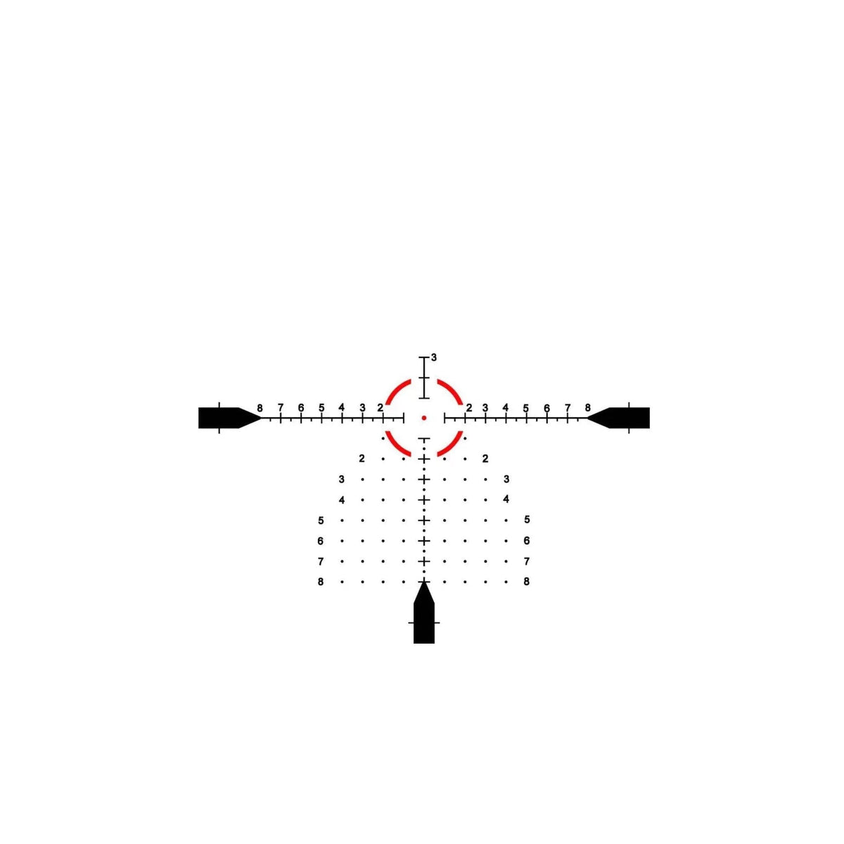 Vudu 3-9x32 MR5 scope in tan showing the 32 mm objective and eyepiece of the 6.8in body