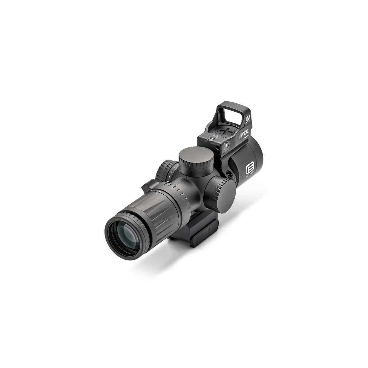 EOTech Vudu 4-12x36 MD5 package with the EFLX 3 MOA red dot on its offset mount