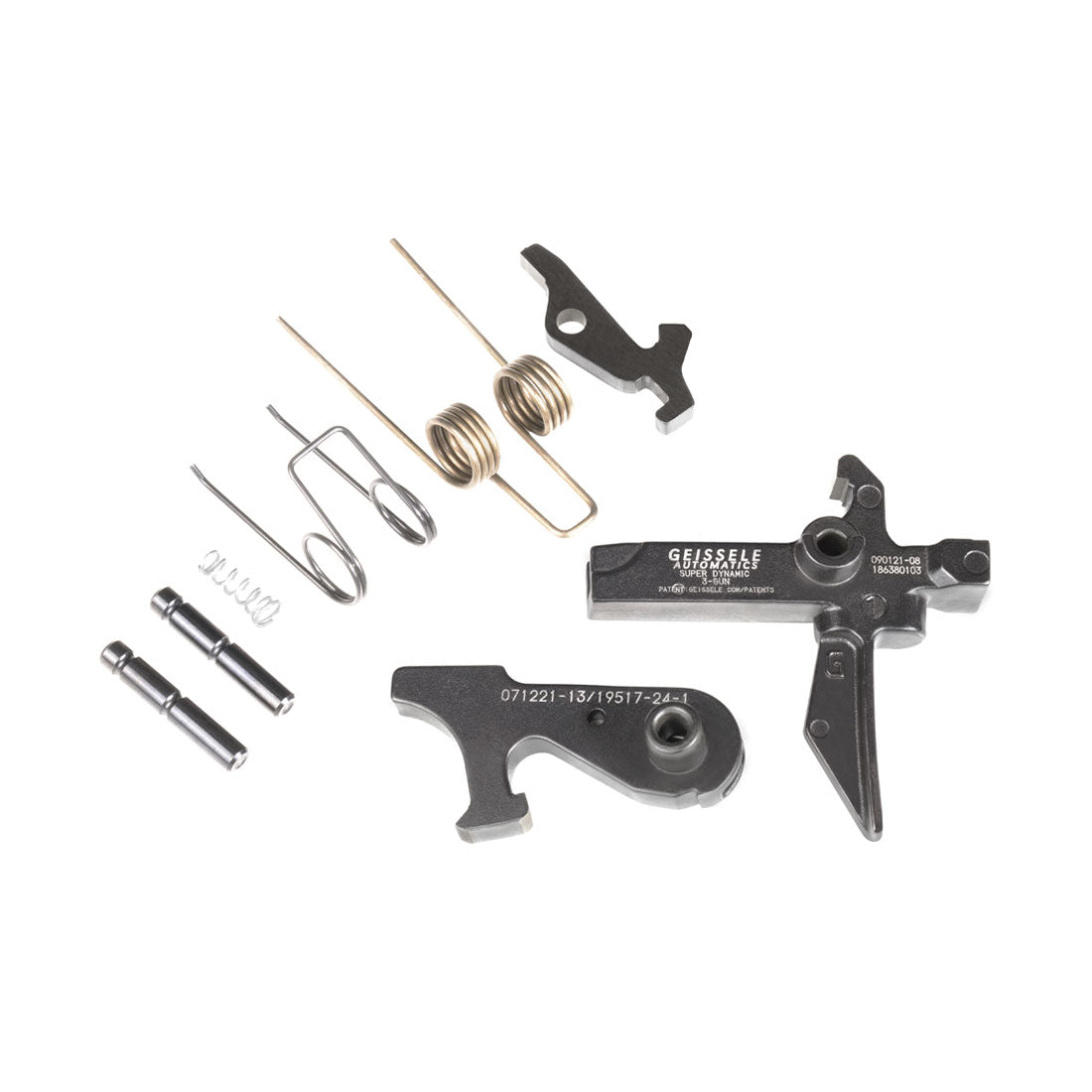 Geissele SD-3G trigger with springs and pins laid out as supplied