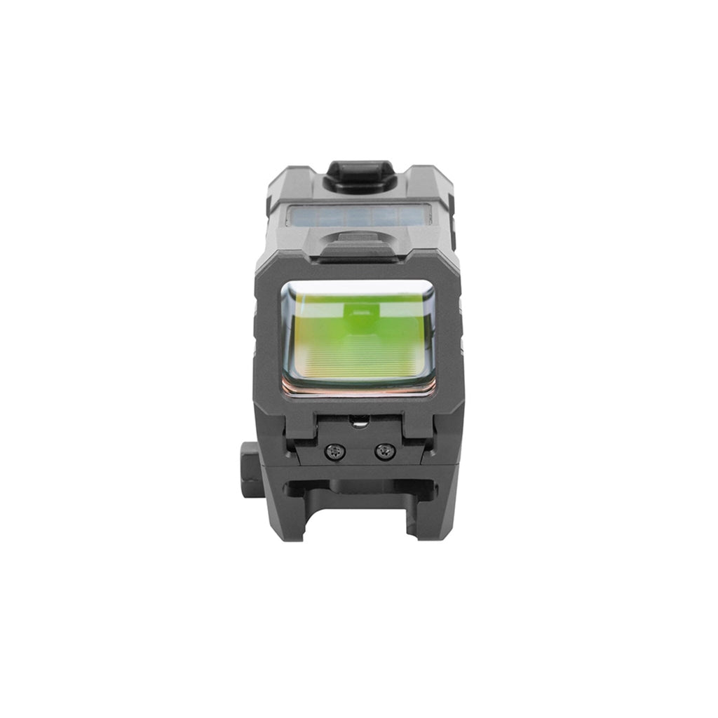 Holosun AEMS EVO red dot sight with its 32 x 25 mm window for two-eyes-open shooting