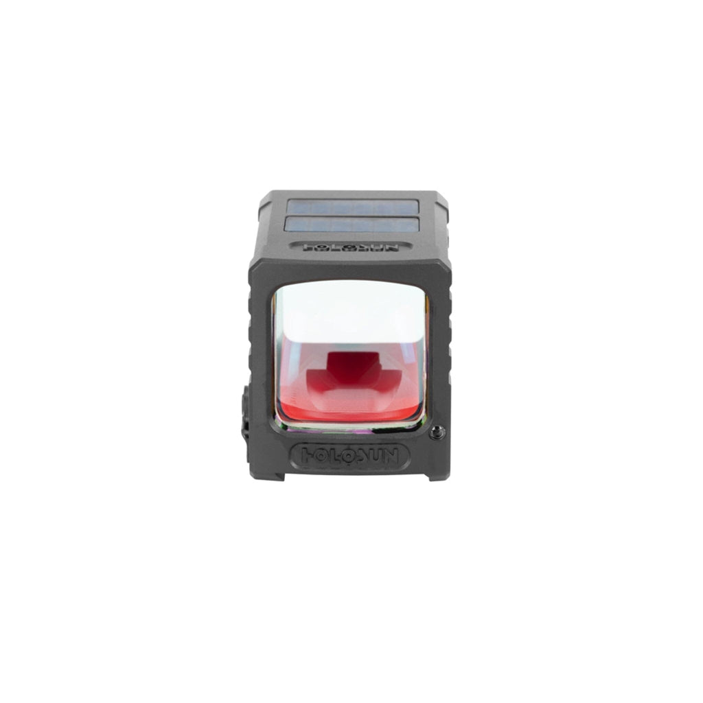 Holosun AEMS Macro gold dot sight showing daylight and night vision compatible brightness levels