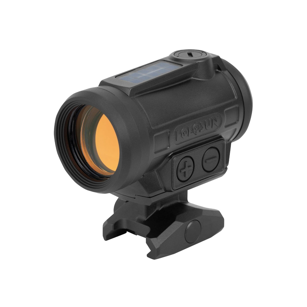 Holosun ARO EVO SPR gold dot sight showing the Special Purpose Reticle with holdovers and ranging marks