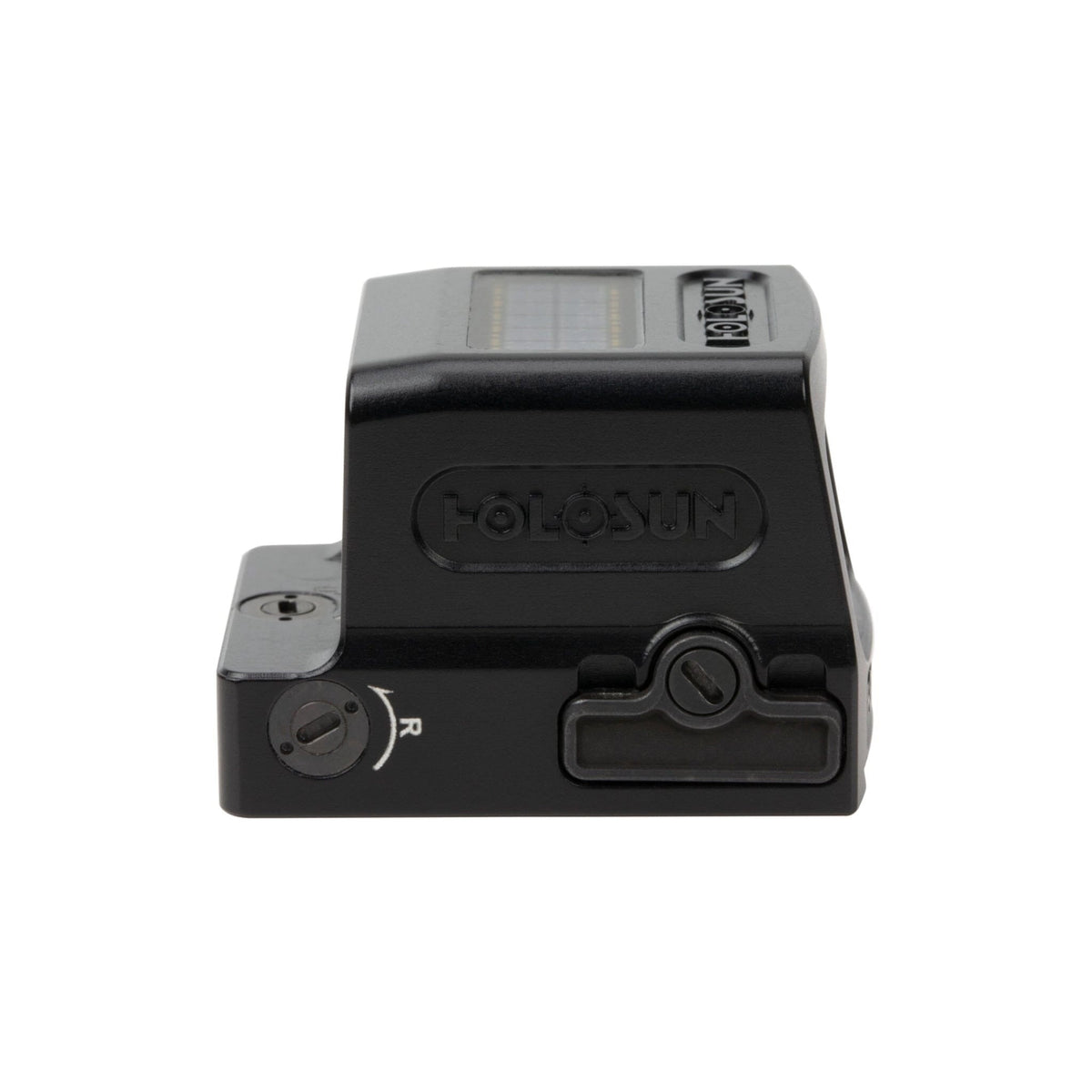 Holosun HE509T X2 gold showing the Solar Failsafe panel that supplements the CR1632 cell