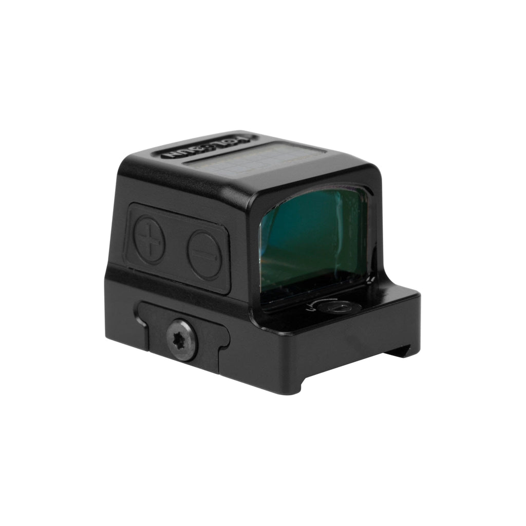 Holosun HE509T X2 gold dot sight and its side-loading CR1632 battery tray that keeps the zero