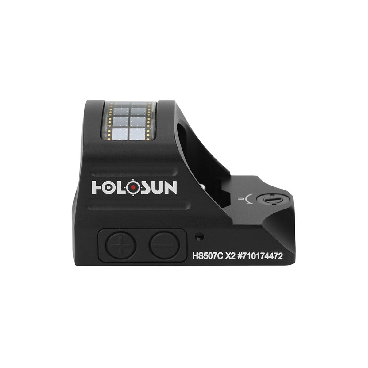 Holosun HS507C X2 open-reflex sight on the Trijicon RMR footprint with its 0.91 x 0.63 in window