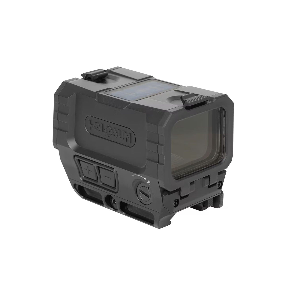 Holosun RONIN AEMS MAX red dot sight on its included Picatinny mount for a flat-top receiver