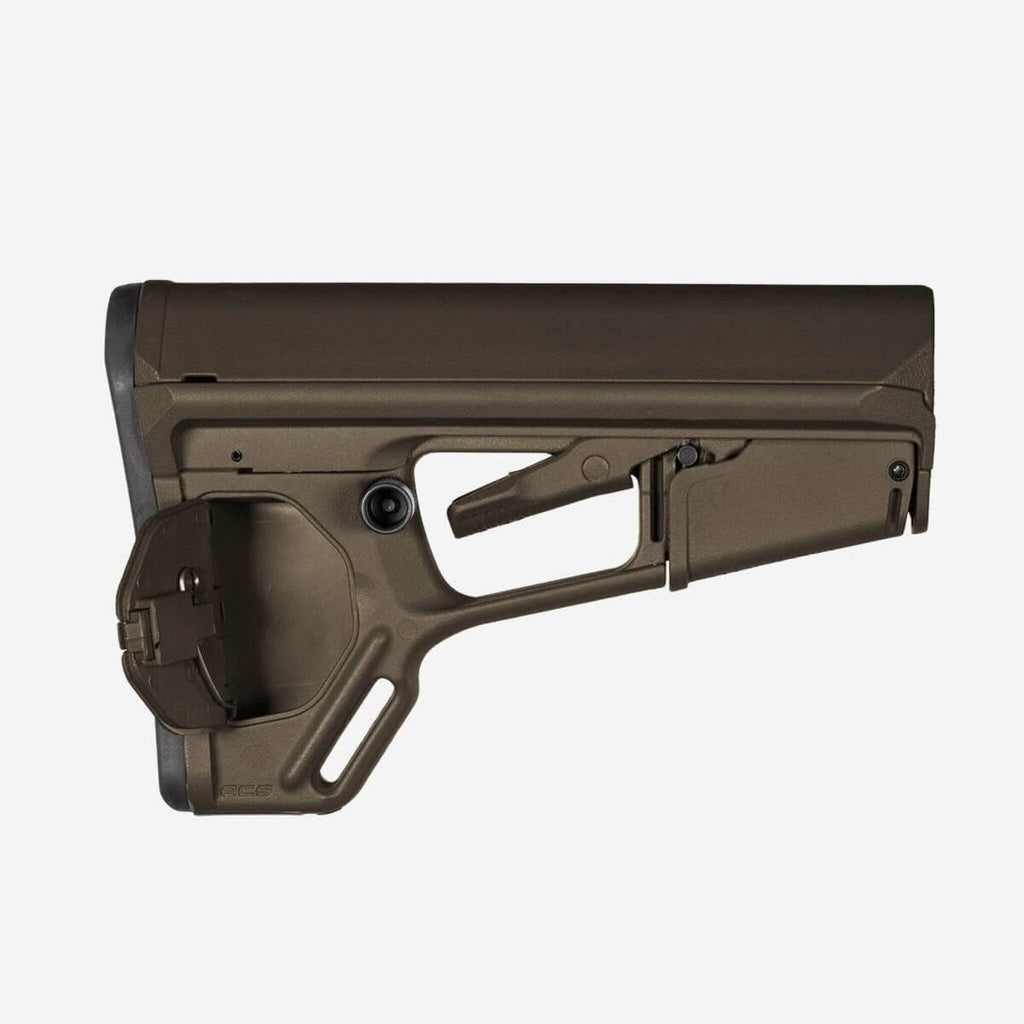 Magpul ACS-L Carbine Stock Mil-Spec for AR-15/M4, in Olive Drab Green, angled view