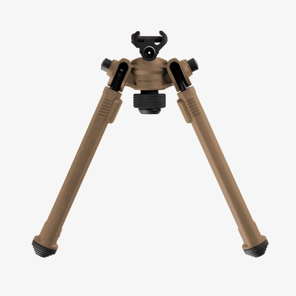 Magpul Bipod for 1913 Picatinny Rail, in Flat Dark Earth, legs extended, front view