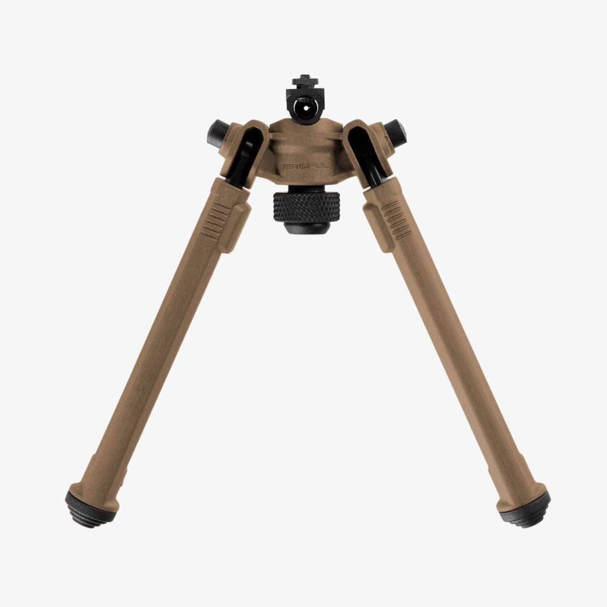Magpul Bipod for M-LOK, in Flat Dark Earth, legs extended, front view