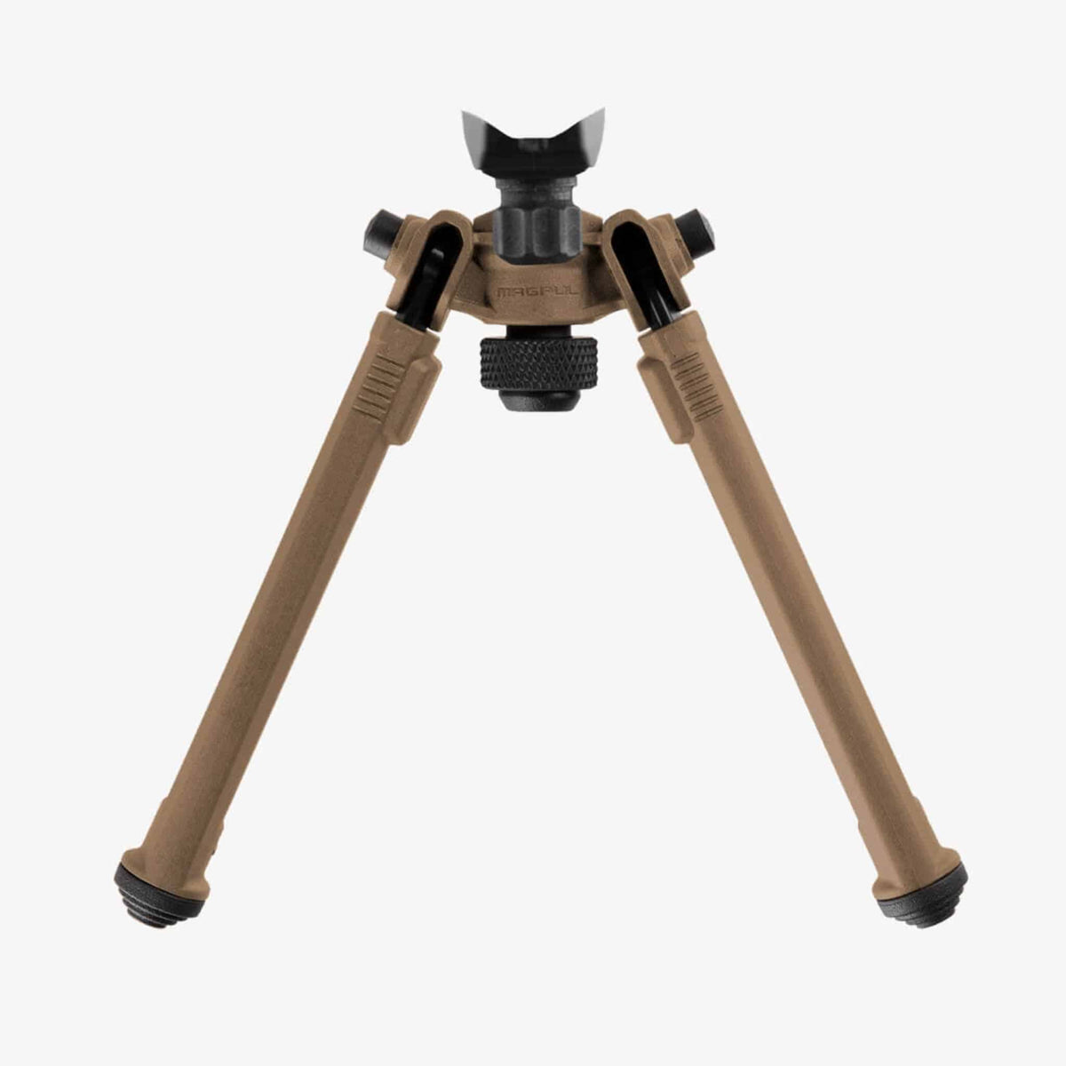 Magpul Bipod for Sling Stud QD, in Flat Dark Earth, legs extended, front view