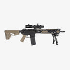 Magpul M-LOK Bipod Mount, fitted with a bipod on an FDE AR-15