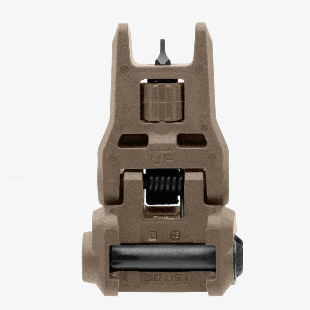 Magpul MBUS 3 Sight Front for AR-15/M4, in Flat Dark Earth, deployed, rear view