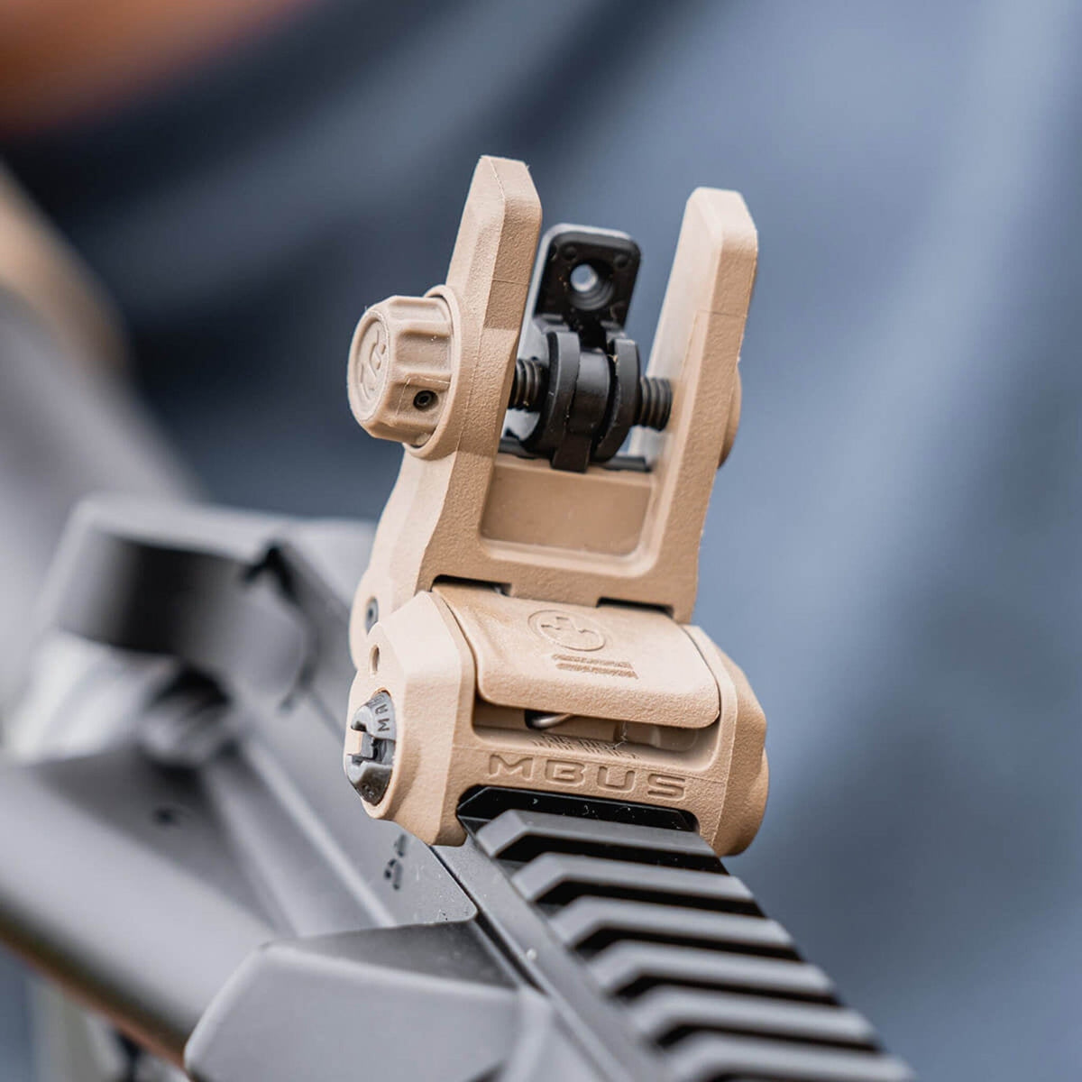 Magpul MBUS 3 Sight Rear for AR-15/M4, in Flat Dark Earth on a rifle rail