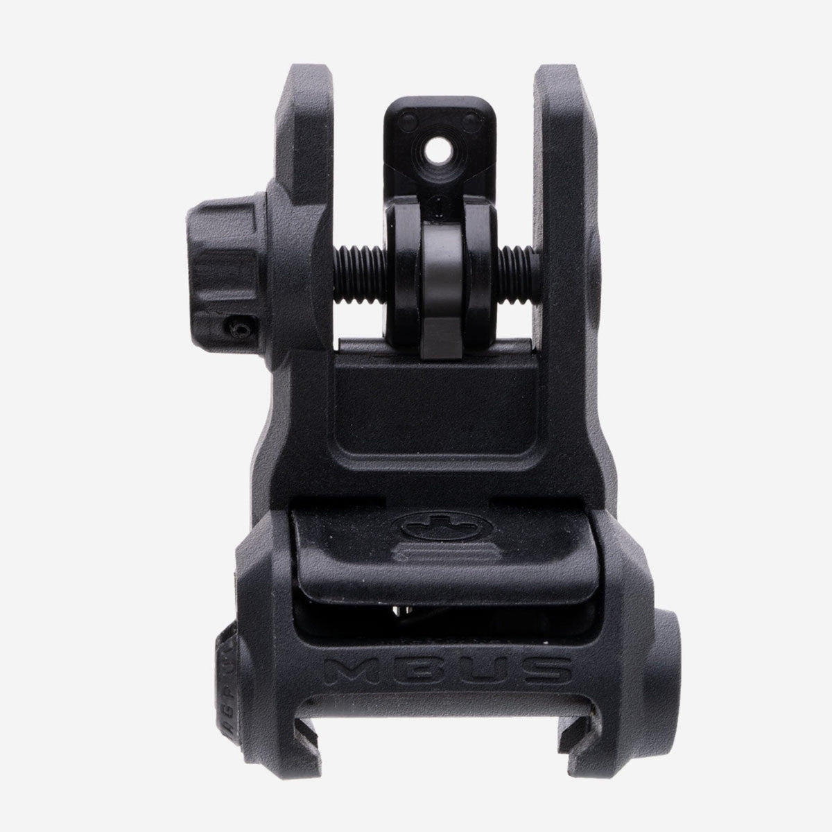 Magpul MBUS 3 Sight Rear for AR-15/M4, in black, deployed, front view
