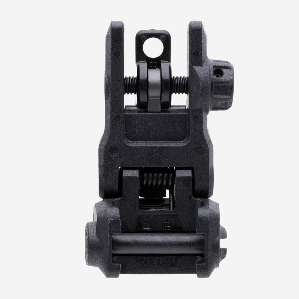 Magpul MBUS 3 Sight Rear for AR-15/M4, in black, deployed, rear view