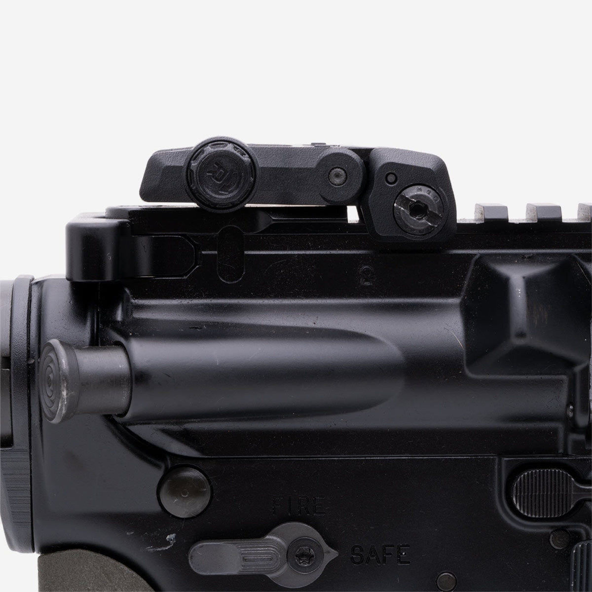 Magpul MBUS 3 Sight Rear for AR-15/M4, folded down on an AR-15 upper receiver