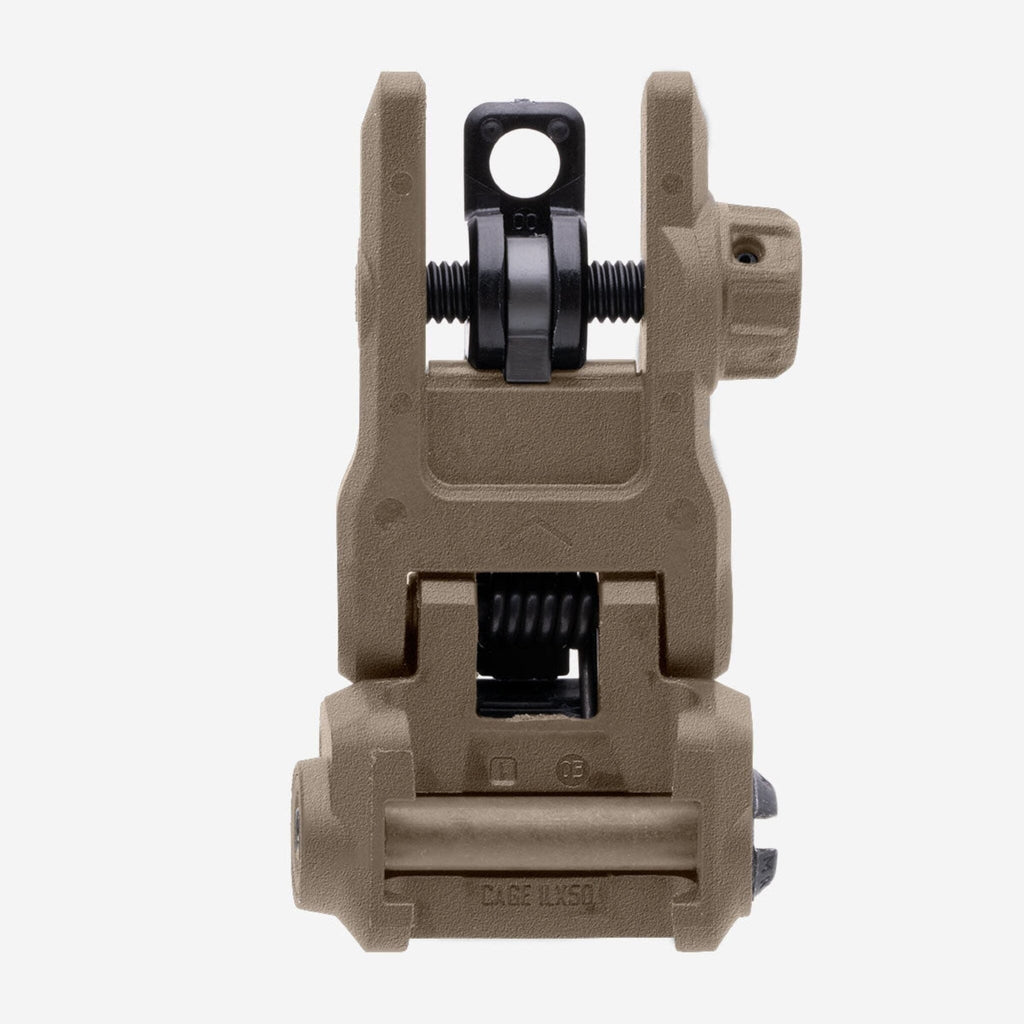 Magpul MBUS 3 Sight Rear for AR-15/M4, in Flat Dark Earth, deployed, rear view