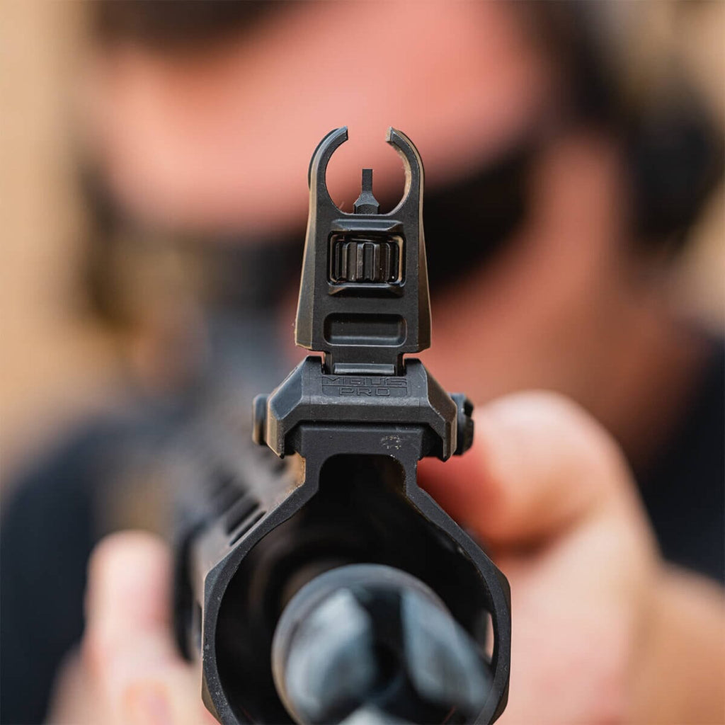 Magpul MBUS Pro Hooded Front Sight for AR-15, shooter's view down the sight