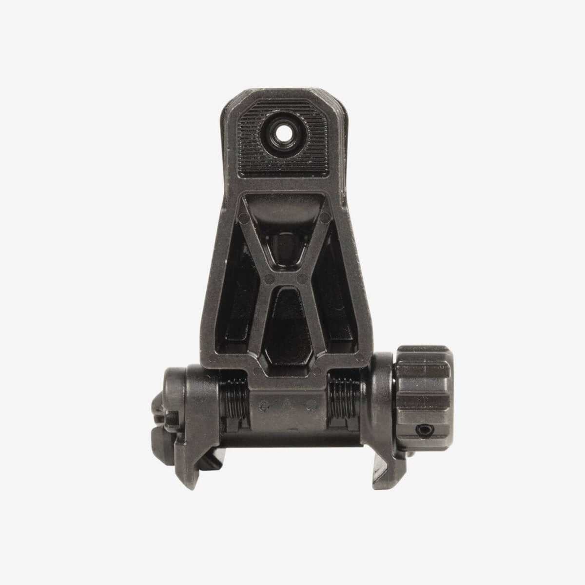 Magpul MBUS Pro Rear Folding Sight, deployed, rear view showing the aperture