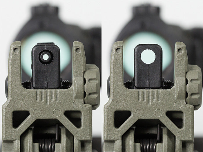 Magpul MBUS Sight Rear for AR-15/M4, flip-up rear sight shown folded and deployed
