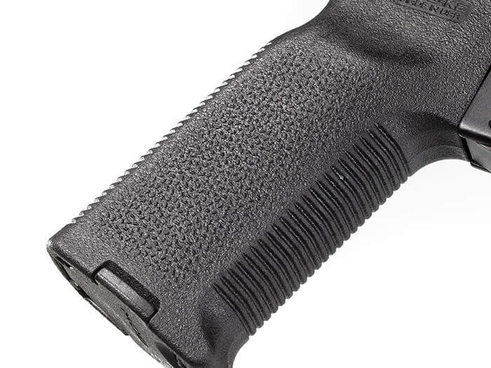 Magpul MOE-K2 Grip for AR-15/M4, fitted to an AR-15 lower, close-up