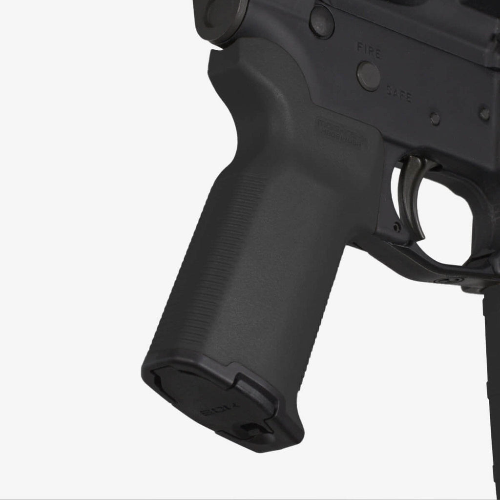 Magpul MOE-K2+ Pistol Grip for AR-15/M4, fitted to an AR-15 lower, close-up