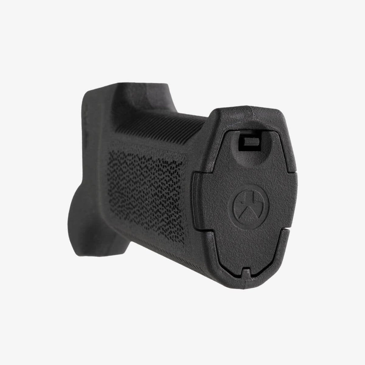 Magpul MOE-K2 XL Pistol Grip for AR-15/M4, in black, base view showing the storage core