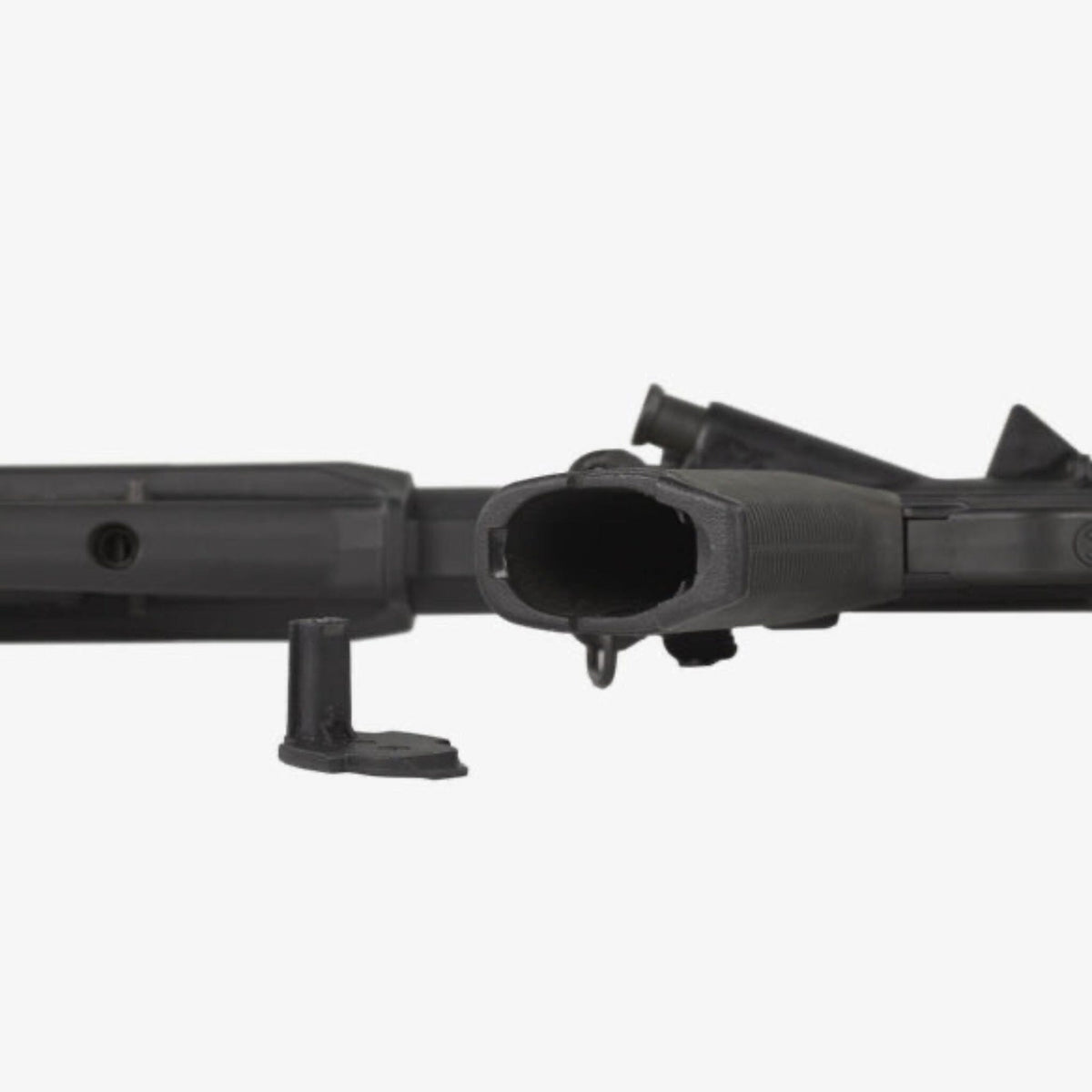 Magpul MOE+ Pistol Grip for AR-15/M4, fitted to a stripped lower receiver, side view