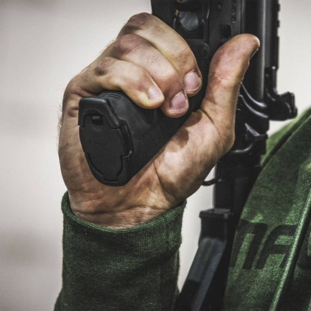Magpul MOE+ Pistol Grip for AR-15/M4, in the hand on a rifle