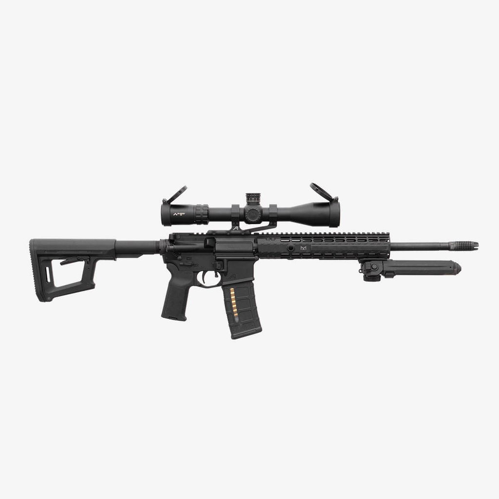 Magpul MOE PR Carbine Stock Mil-Spec shown on a complete AR-15 with a magnified optic