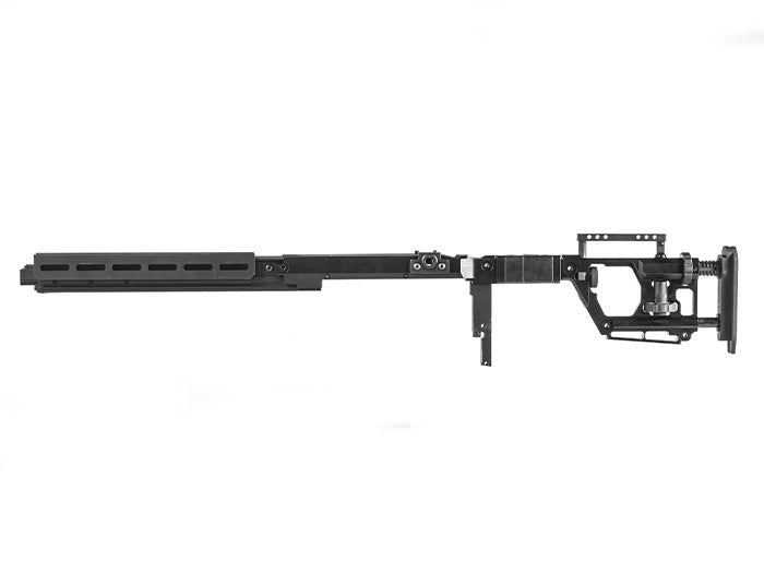Magpul Pro 700L Chassis for Remington 700 Long Action, side profile of the chassis with stock