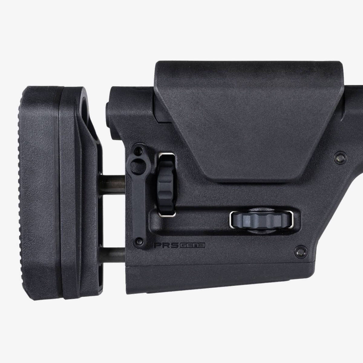 Magpul PRS GEN3 Precision-Adjustable Stock for AR-15 & AR-10, side view showing the adjustment knobs