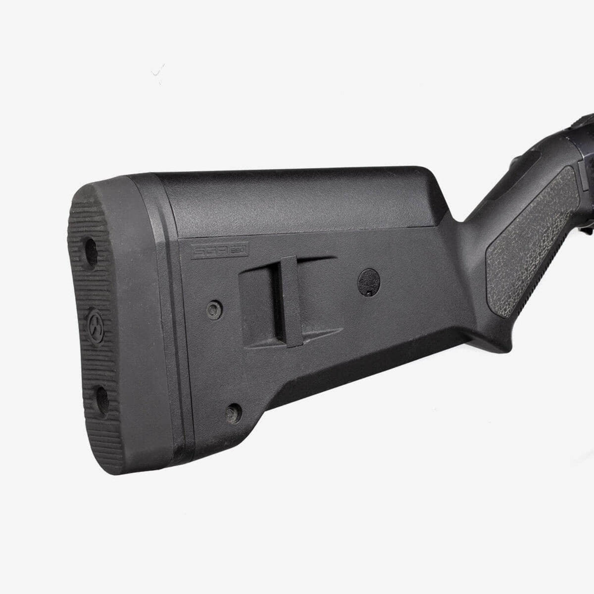 Magpul SGA Stock for Mossberg 500/590/590A1 12 Gauge Shotguns, fitted to a Mossberg shotgun, side view